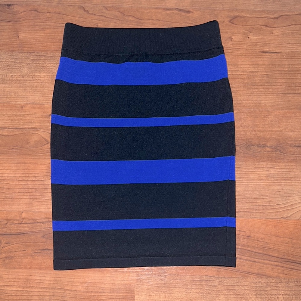 Black Blue Body-con Bondage Pencil Mini Skirt
